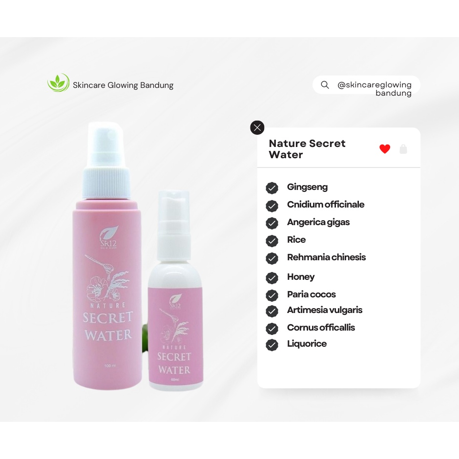 SR12 Nature Secret Water Facial Spray Lidah Buaya Pelembab Wajah Merawat Kulit Berjerawat Face Mist Primer Setting Spray