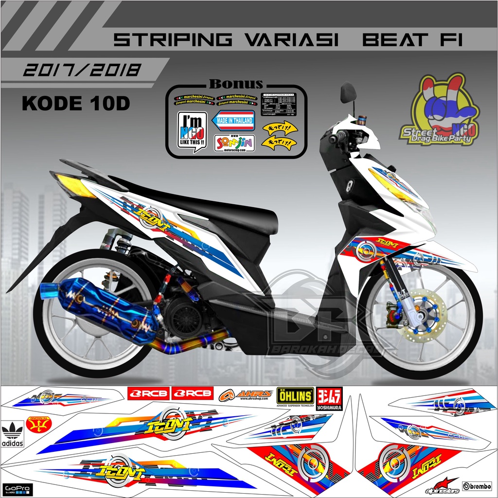 Striping Beat 2017-2019 Stiker Lis Motor Beat kode 10