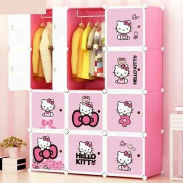 LEMARI BAJU ANAK KABINET CABINET BOX PLASTIK 12 PINTU HELLO KITTY