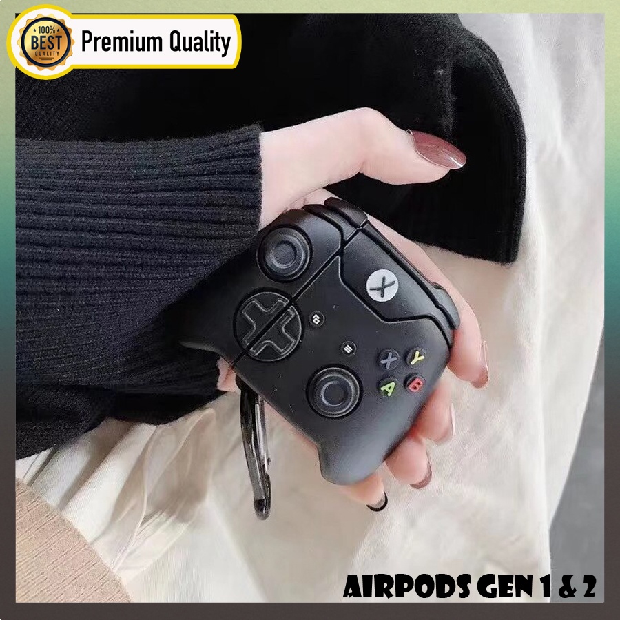 Case Apple Airpods Gen 1 & 2 Anti Shock Premium Silicone Karakter-Xbox Black