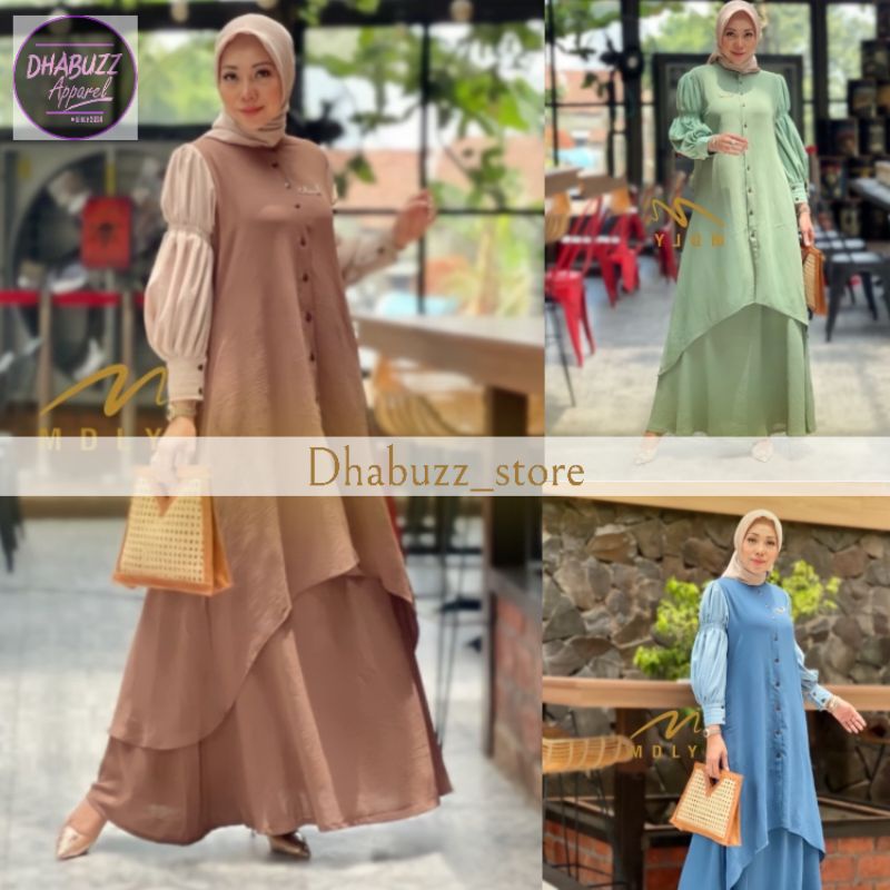 GAMIS DRESS SET WANITA TERBARU ALUNA SET BY MDLY 3048 03101