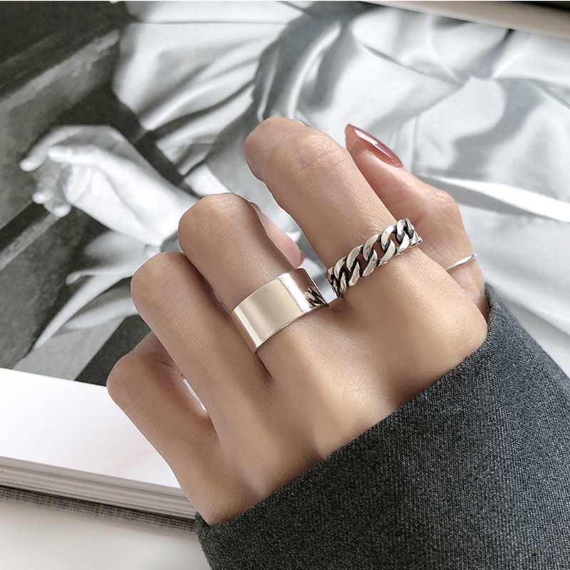 3 Pcs /1 Set Simple and Fashionable Adjustable Opening Ring Unisex Jewelry Accessories