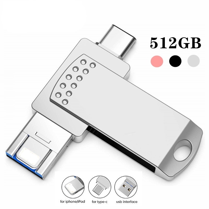 Flash Disk Usb Otg 3in1 Kapasitas 512gb Untuk Type-C/smart phone/Komputer/Laptop