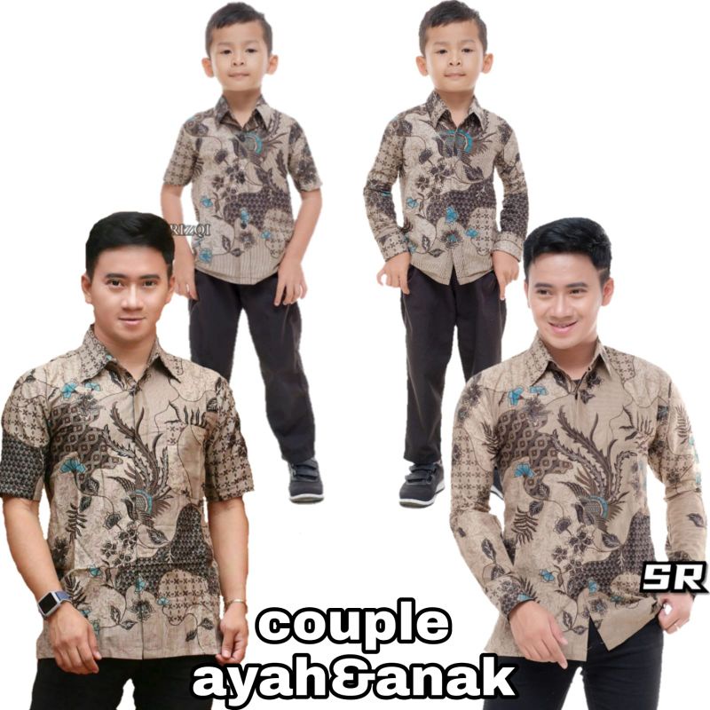 BAJU BATIK COUPLE AYAH DAN ANAK LAKI-LAKI MOTIF SEKAR JAGAT / BATIK COUPLE JUMBO