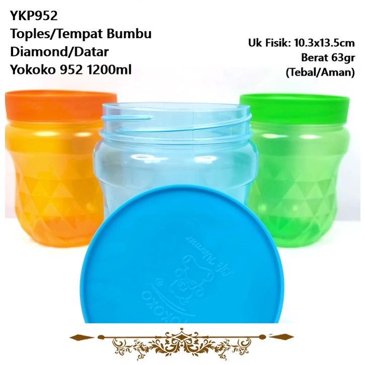 Toples Mini/Tempat Bumbu Diamond/Datar Yokoko 1.2L