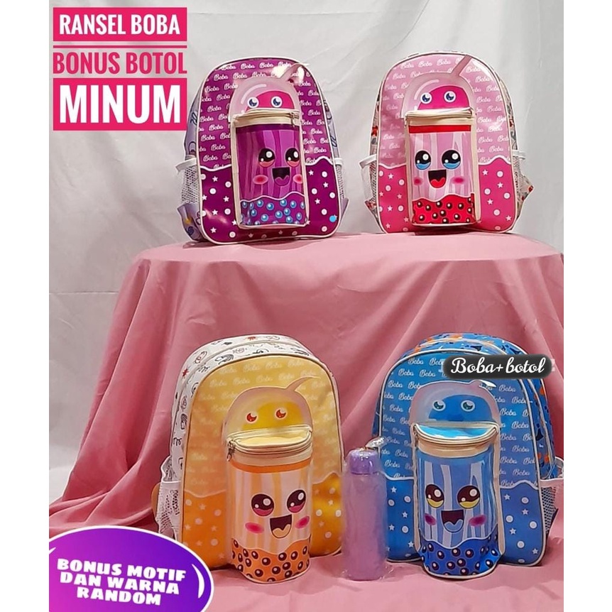 GRATIS BOTOL - Tas Ransel Anak Perempuan Karakter BOBA - RANSEL BOBA EXTRA POCKET - TAS BOBBA - RANSEL BOBBA - TAS BOBA ANAK CEWE