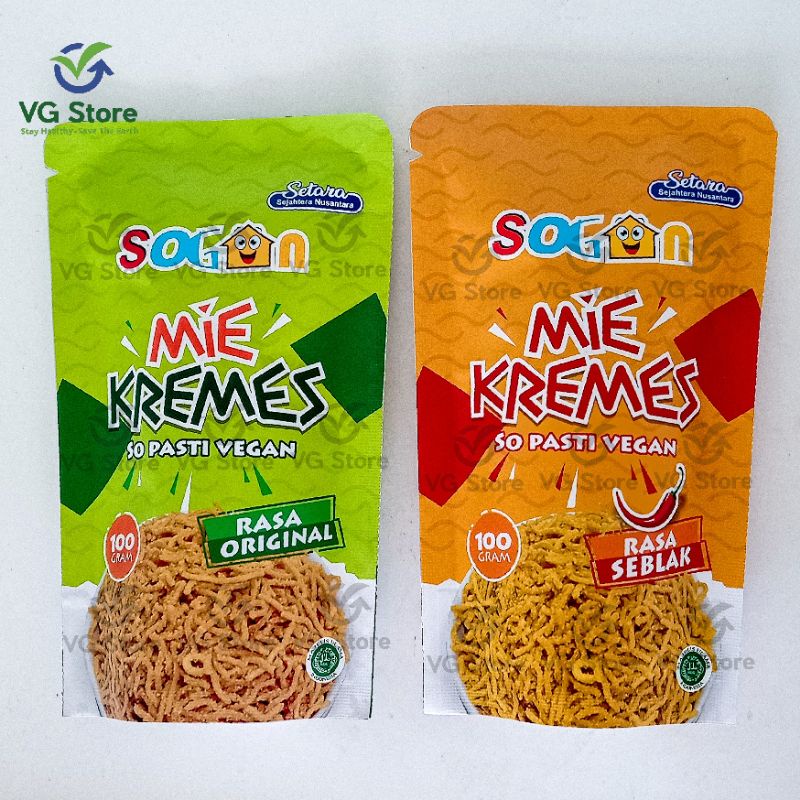 

Mie Mi Kremes Sogan So Pasti Vegan Snack Vegan Vegetarian Original / Seblak 100g