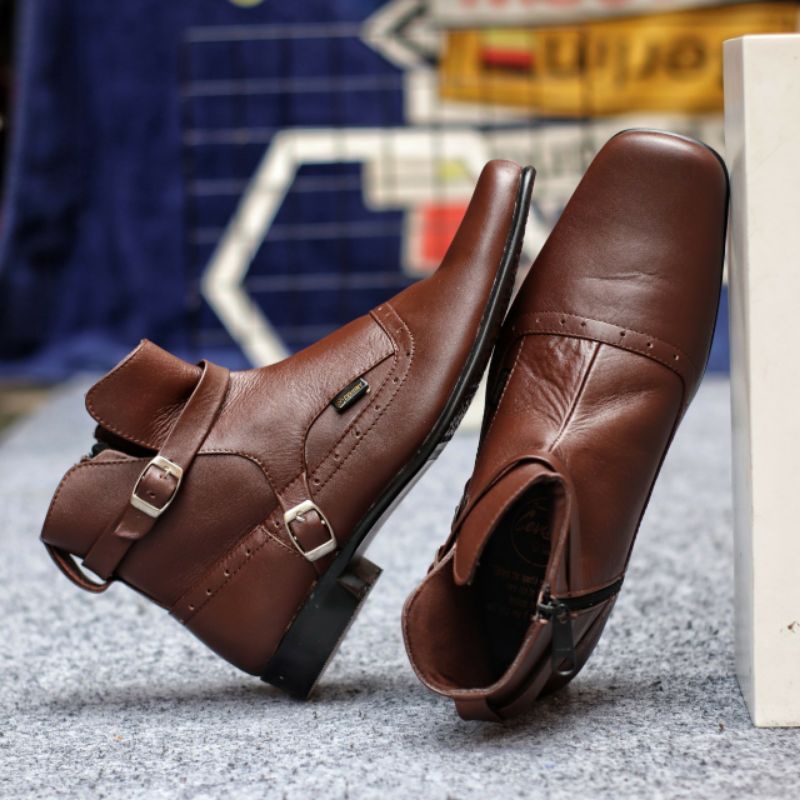 CEVANY PACUAN (KULIT ASLI) - Sepatu Kulit Boots Koboy Pantofel High Formal Pria Jungle Boots
