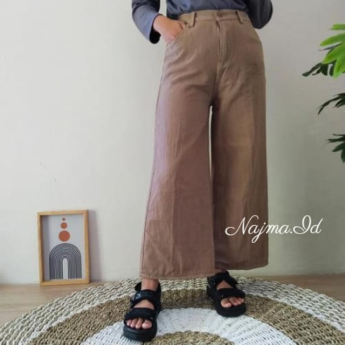 Nasya Jeans Cullote Kulot Jeans Wanita Warna Putih Hitam Mocca