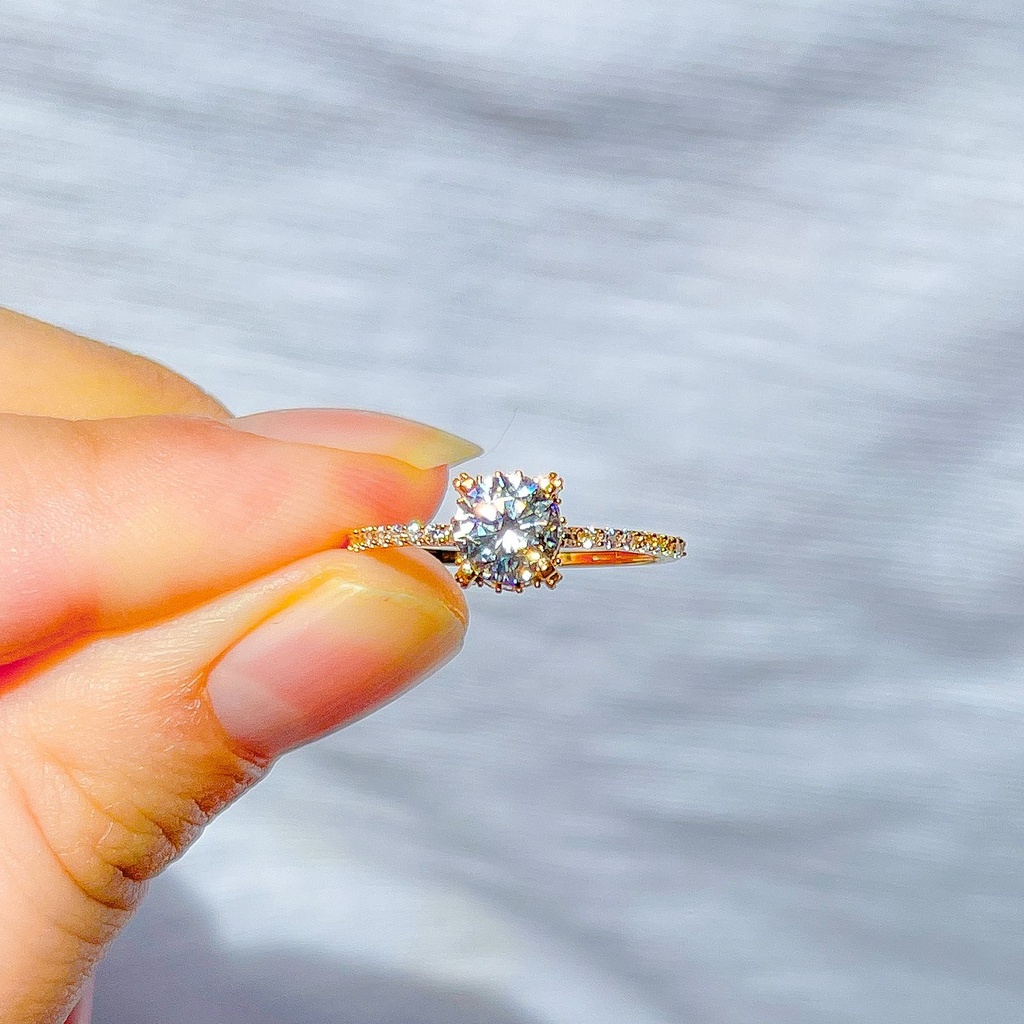 Cincin anak dan dewasa emas asli kadar 700 70 16k solitaire like diamond love permata mewah tinggi bling baris ringan 1 gram gr g ring gold nomor 10 11 12 13 14 15 16 17