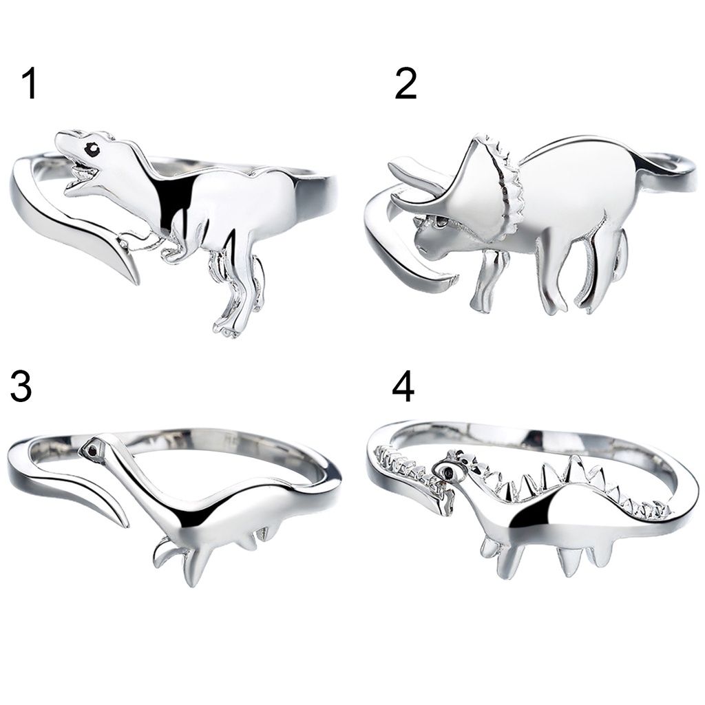 Hu Hu Hu Hu Hu Alat Bantu Pasang Kacamata♡ Cincin Model Terbuka Bahan Metal Desain Dinosaurus Adjustable Bebas Timah Untuk Wanita