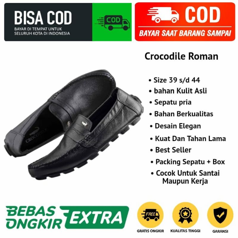 {COD} SLIP ON PRIA KULIT CROCODILLE ROMAN SEPATU PANSUS PRIA MODEL CUREL SATAI KEREN MODIS KEKINIAN