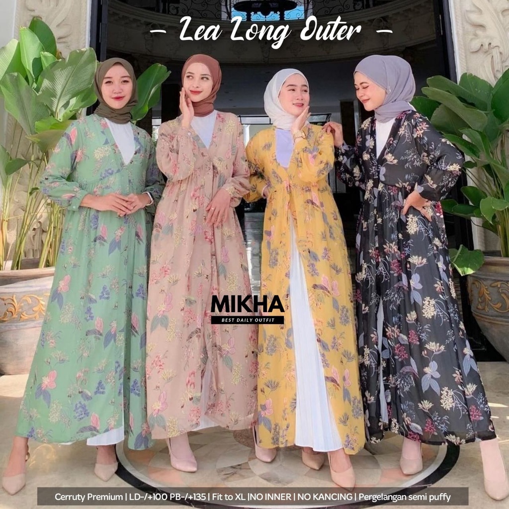 LEA LONG OUTER / OUTER PANTAI SANTAI / OUTER MOTIF BUNGA / BAHAN CERRUTY PREMIUM / SIZE FIT XL