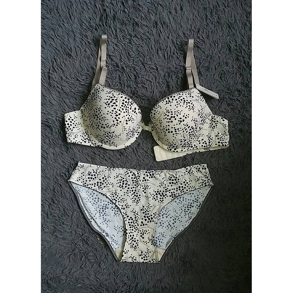 Bra set with panty FMN Anthea heart print with Emporio Armani ivory
