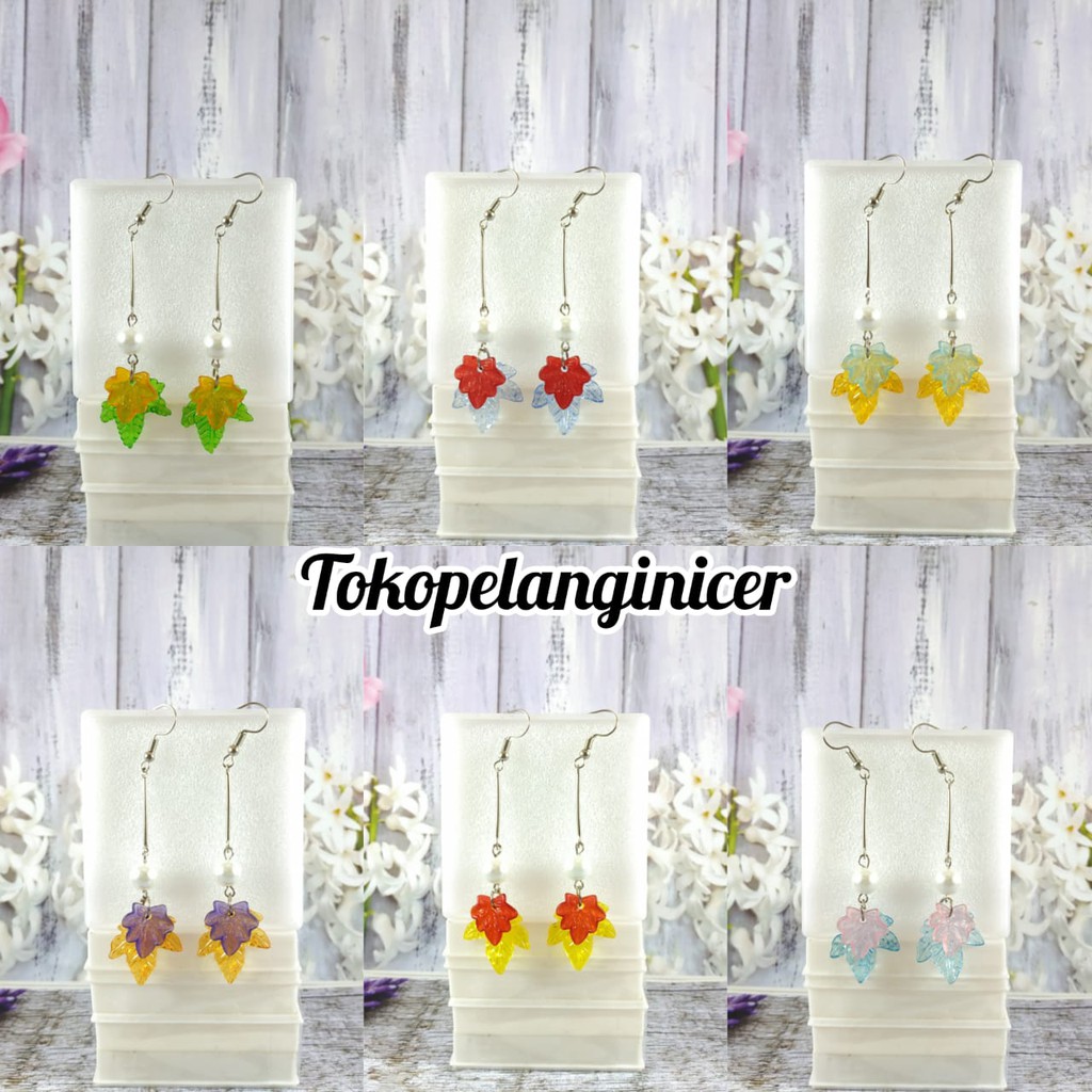 Anting manik mutiara anting korea /Anting Model Daun Handmade  By Tokopelanginicer