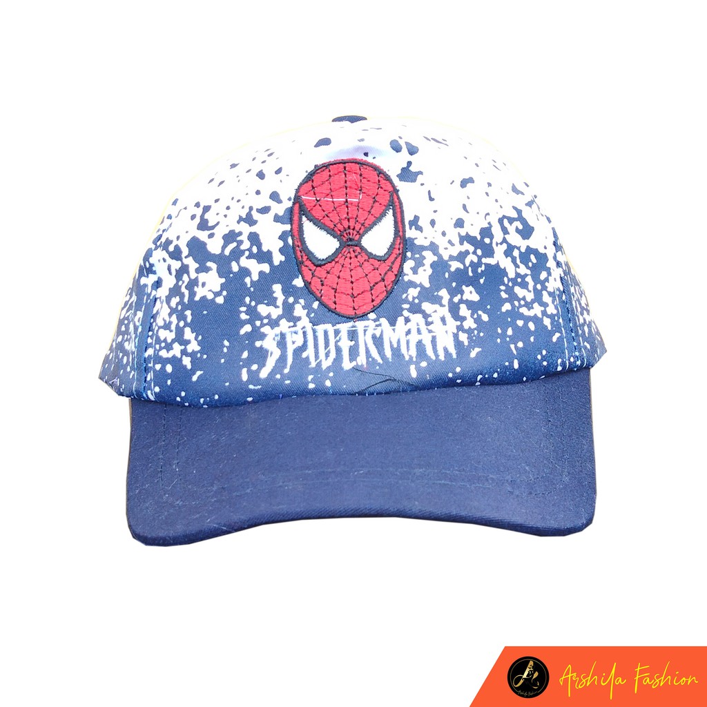Topi Anak Laki laki motif Bercak Hero Spiderman superman kapten amerika-Spiderman Navy