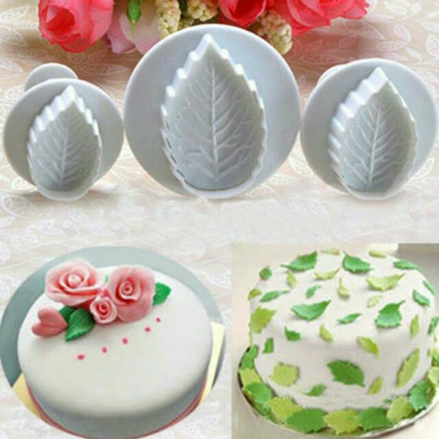 Paket 3 pcs Cetakan kue /cetakan fondant bentuk daun