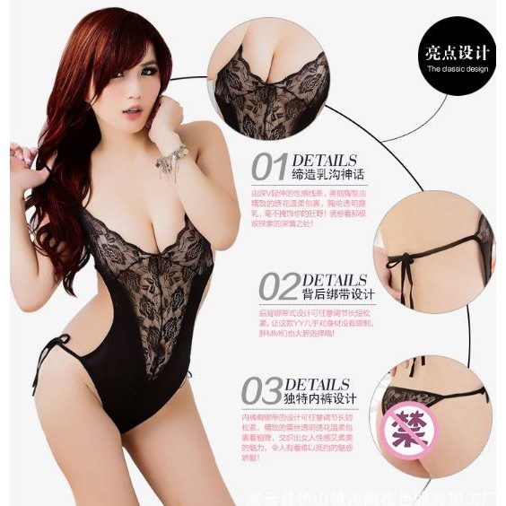 HUES.ID Lingerie Pakaian Dalam Bodysuit Erotis Pakaian Dalam Renda Wanita 3045