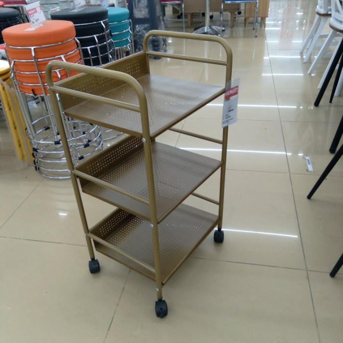 Kitchen trolley informa lock metal gold rak dapur rak bumbu troli