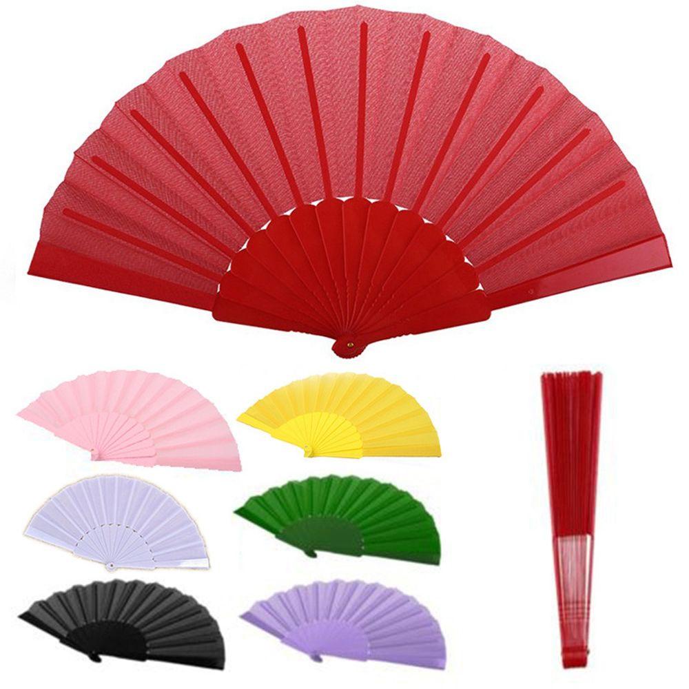 Lanfy Kipas Angin Lipat 7inch Serbaguna Warna Solid Foldable Square Dance Props Mie Polos Craft Fan