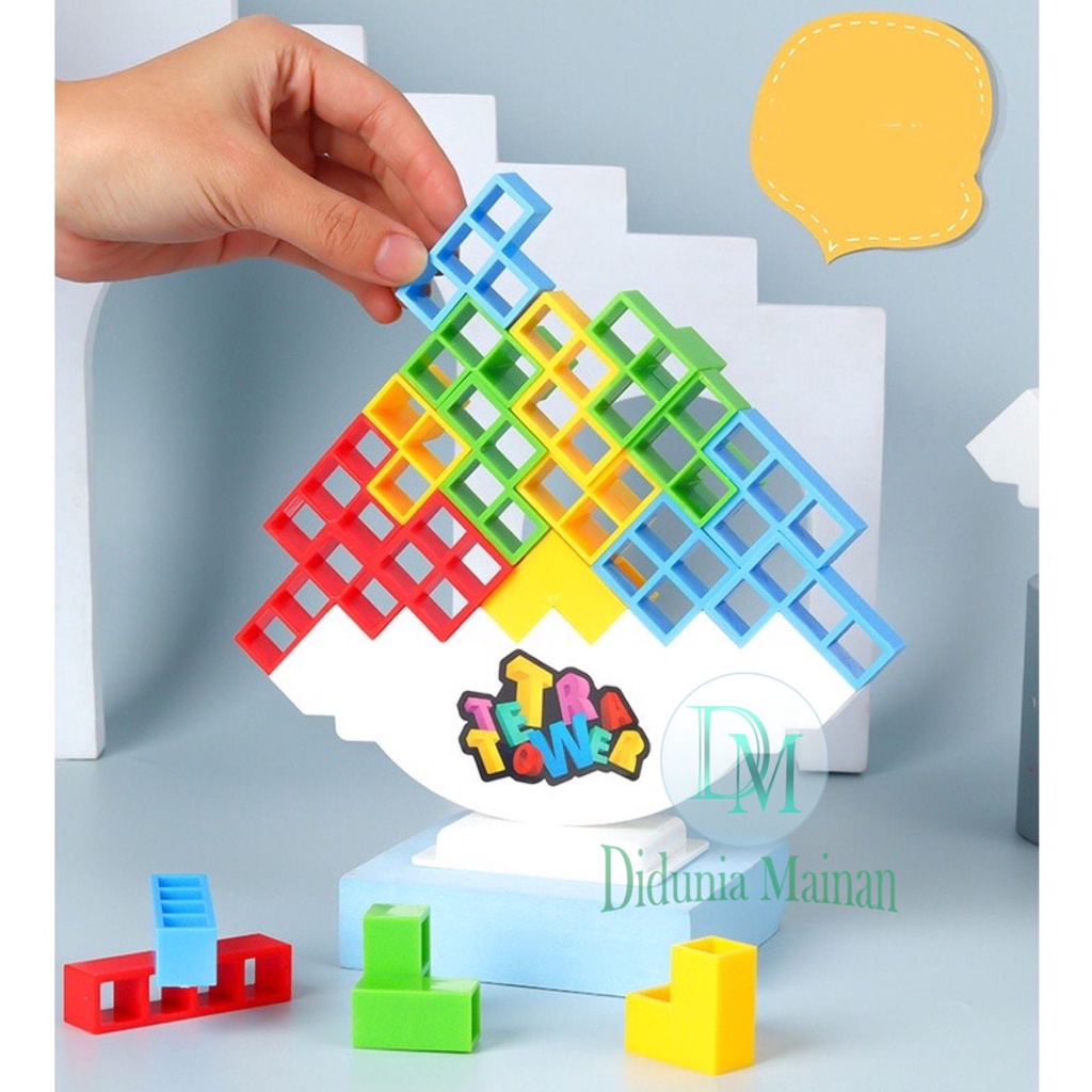Mainan edukatif anak fun games balok susun balancing tetris tetra tower block