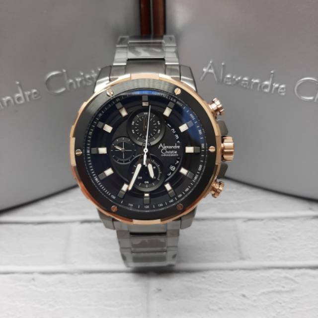 ALEXANDRE CHRISTIE PRIA AC 6528 MC ORIGINAL ( BLACK DARK GREY ROSEGOLD )