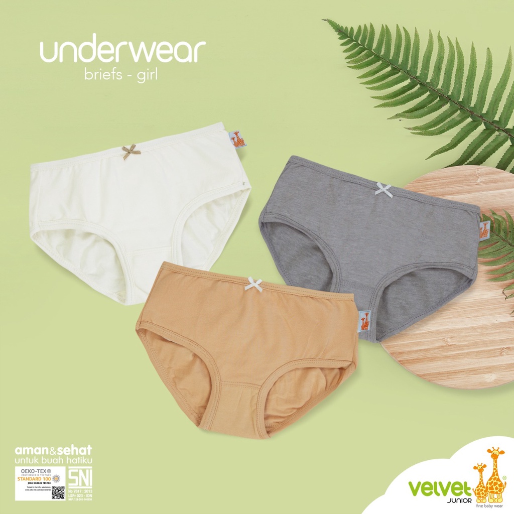 Velvet Briefs Segitiga Polos isi 3 - Celana Dalam Anak Size SML