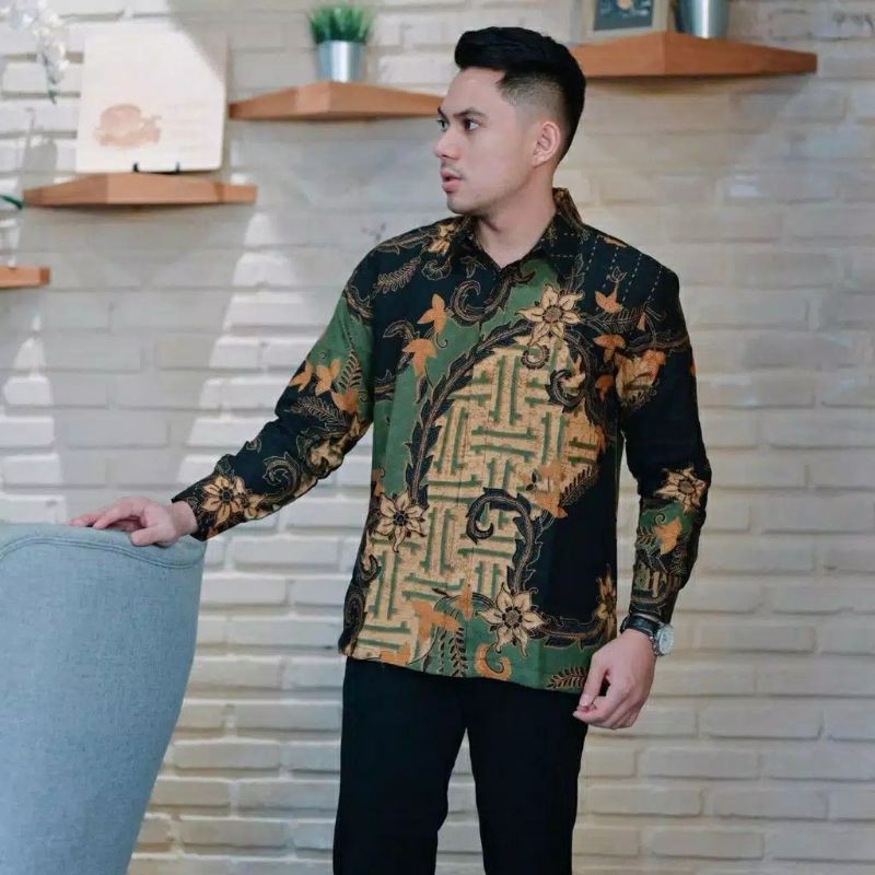 KEMEJA BATIK PREMIUM TERBARU BATIK WARNA HITAM EKSKLUSIF PRABU PREMIUM LENGAN PANJANG BATURADEN