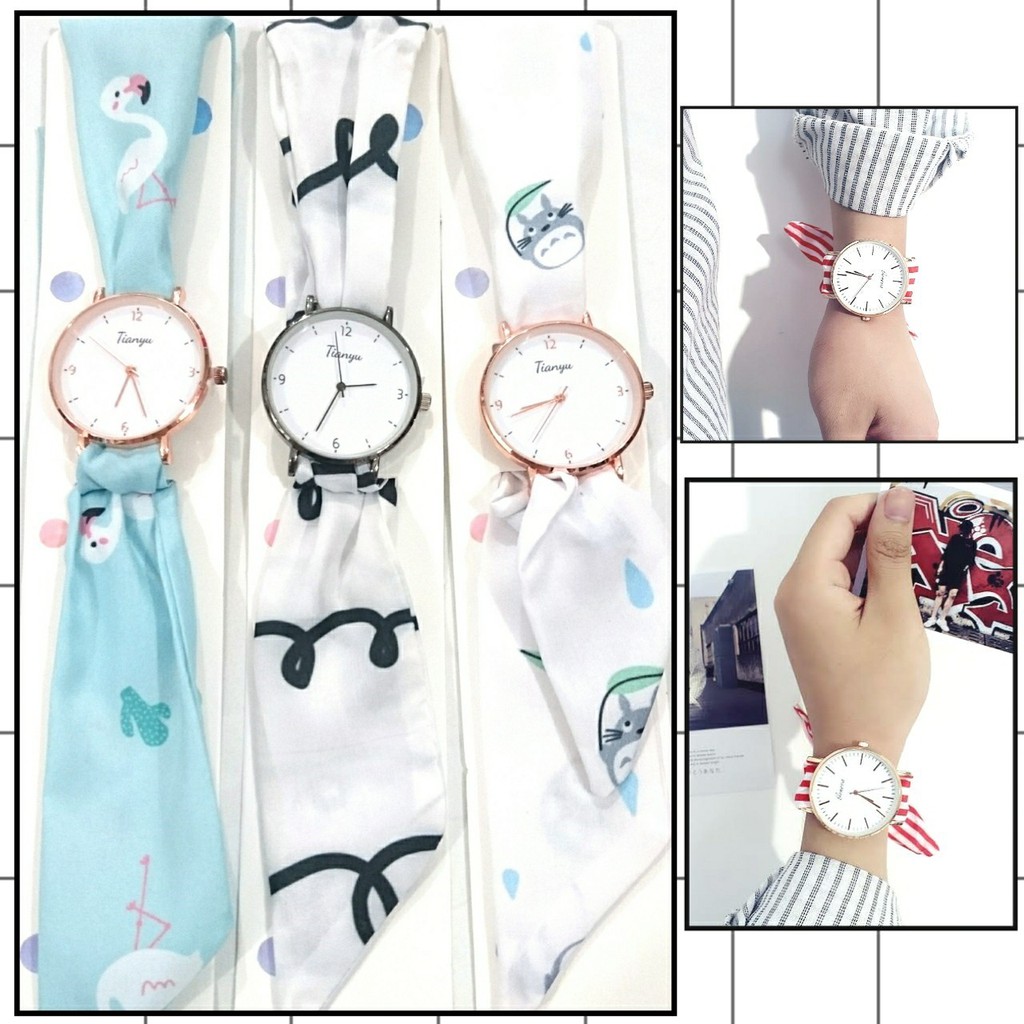 jam tangan pita irpit totoro flamingo pattern vintage jirp