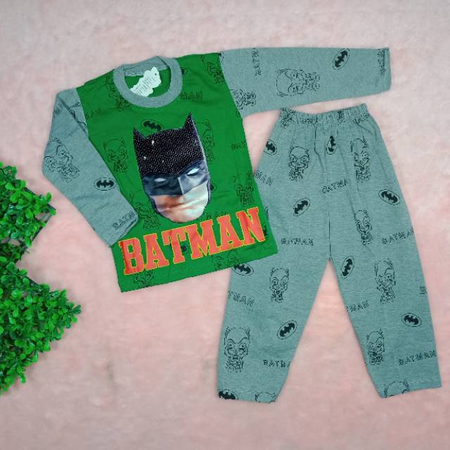 Ss#311 Pakaian Anak Laki-laki Gambar Superhero Size 2-4thn / Piyama Anak / Baju LED / Baju Nyala
