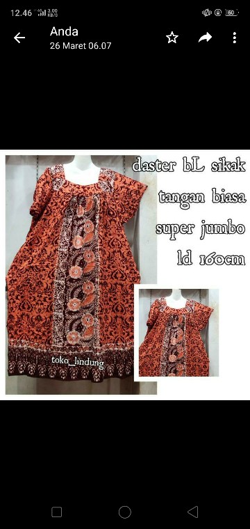 Super Jumbo Daster Batik Cetak Bl / Daster Batk Solo Over Size