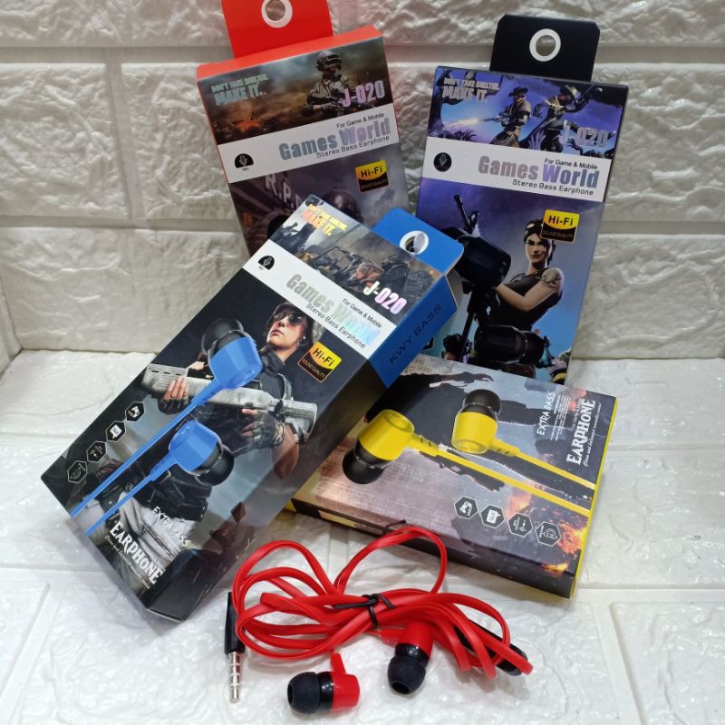 Handsfree/headset/earphone/hf gaming J020 suara super bisa telp music n online