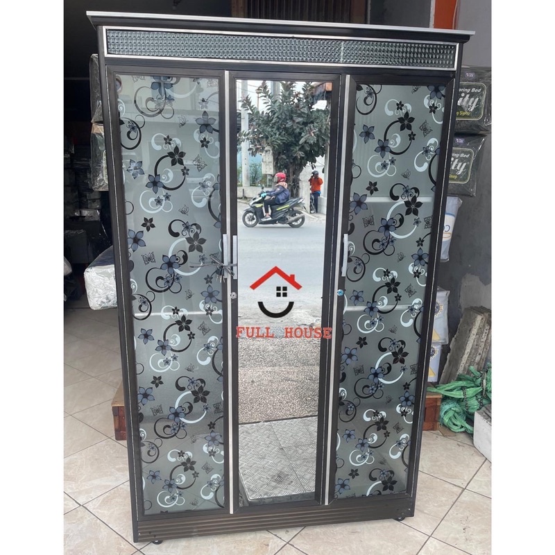 Lemari Pakaian 3 Pintu aluminium Kaca Murah Meriah Bagus anti rayap anti jamur
