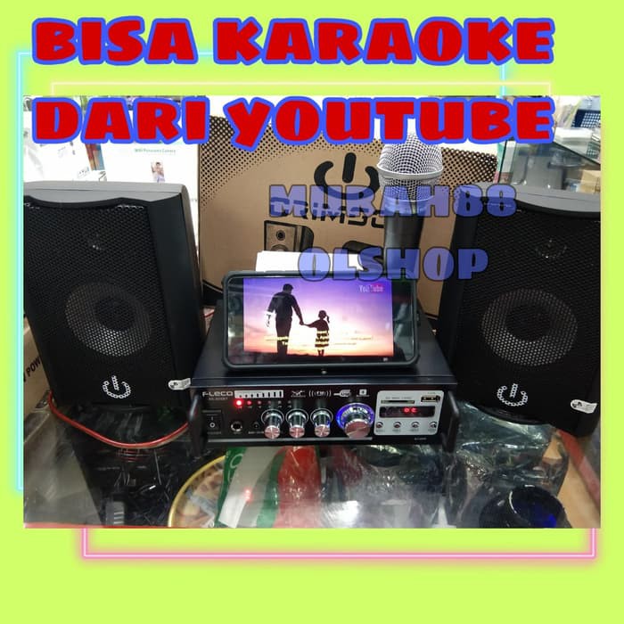 paket karaoke mini Bluetooth free mic kabel