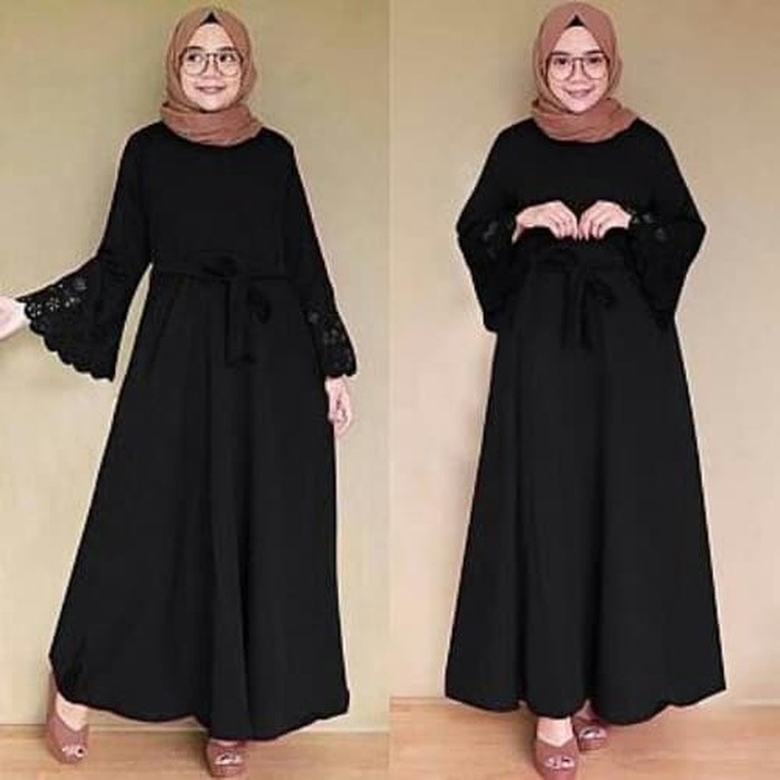 Jual- Dress Maxi (M - Fit L) LORENS - Baloteli Laser Impor - Black Murah dan Bagus