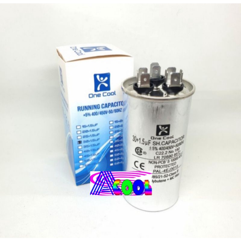 Kapasitor AC 30+1,5 uf 3 Soket/Running Capacitor-Kapacitor 30+1,5uf