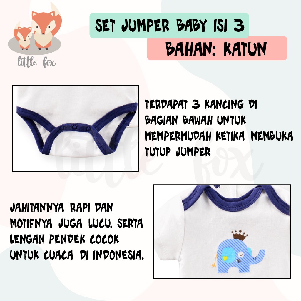 [ IMPORT] ISI 3 SET PREMIUM JUMPER BABY ISI 3 / BAJU BAYI 1 SET ISI 3 / ROMPER 3 IN 1 KATUN 100%