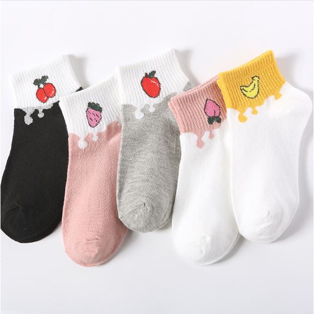 DF KK202 Kaos Kaki Wanita Motif Buah Kaos Kaki Karakter Unisex Tinggi Cute Socks Fruit Korean