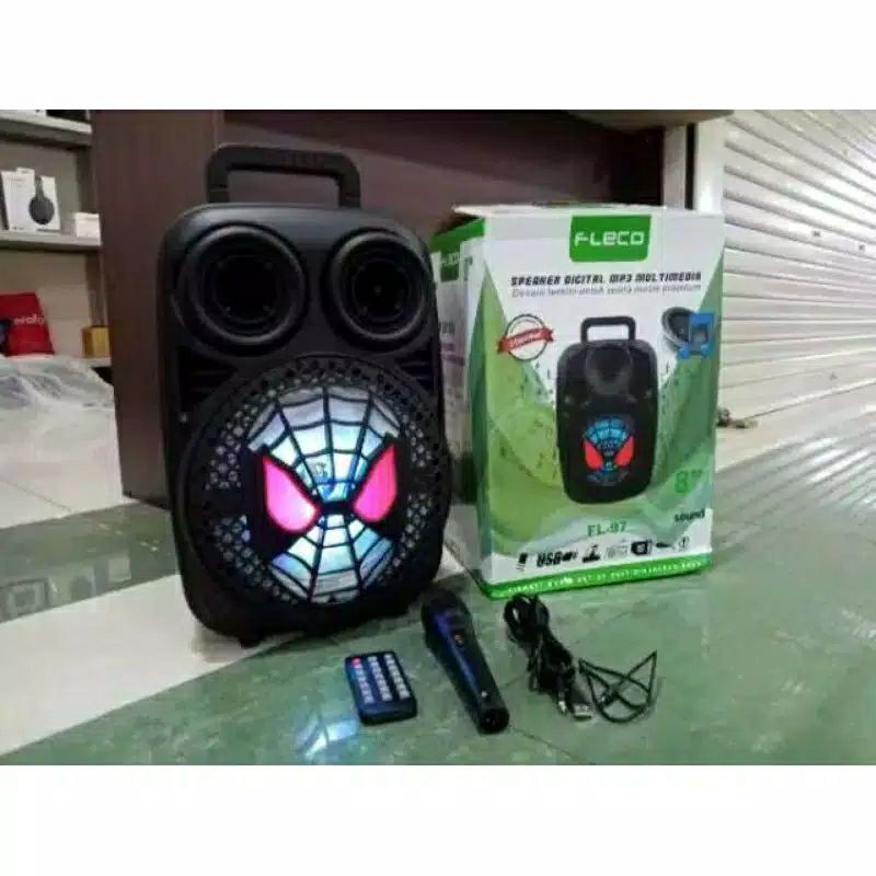 SPEAKER BLUETOOTH FLECO FL97 FREE MIC KARAOKE REMOTE/SALON AKTIF WIRELESS LED PORTABLE MULTIMEDIA