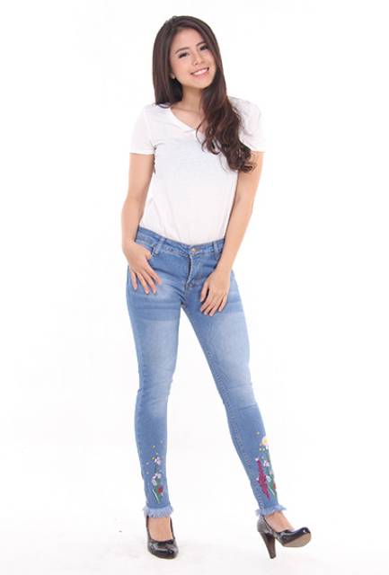 SKINNY JEANS MOTIF KAKI RUMBAI WANITA JSK JEANS HIGH QUARITY