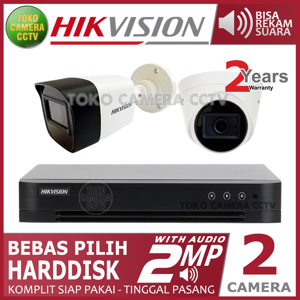 PAKET CCTV HIKVISION 2MP 4 CHANNEL 2 KAMERA AUDIO