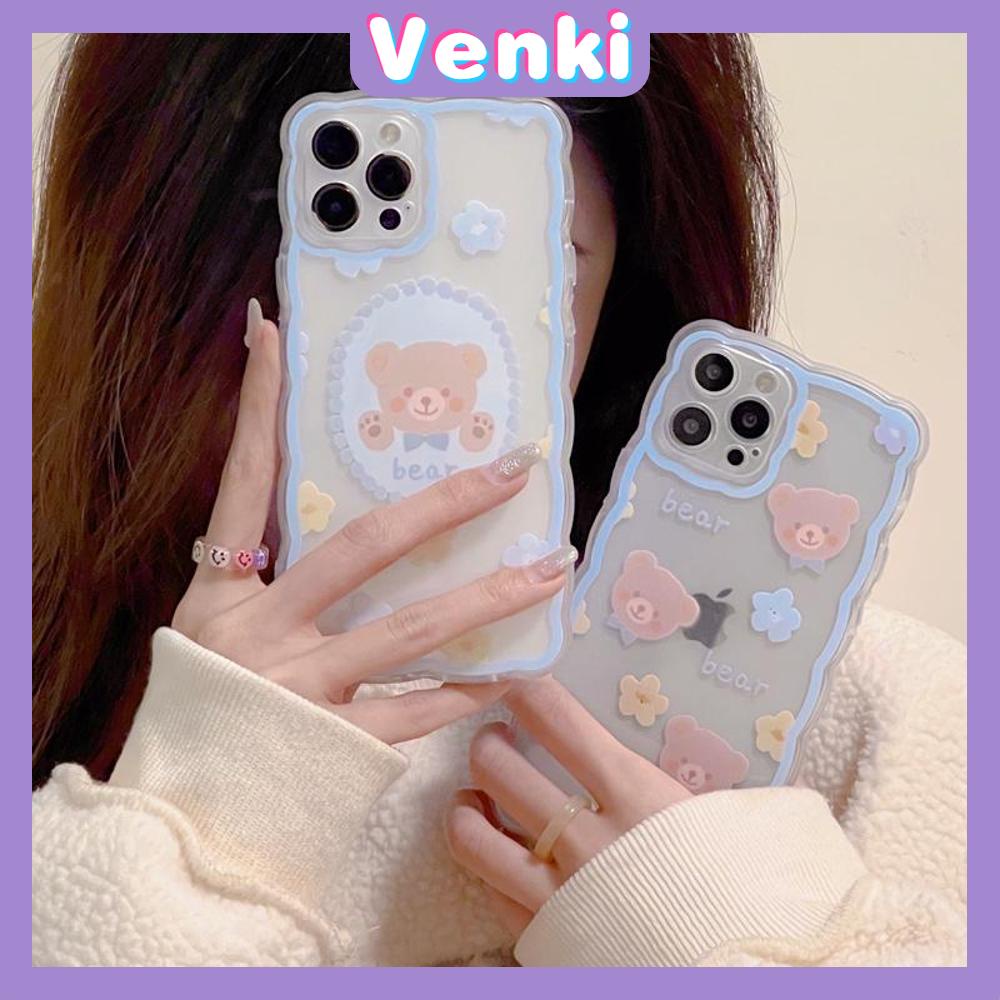 iPhone Case Silicone Soft Case Clear Case Wave Non-Slip Shockproof Camera Full Coverage Protection Flower Bear Cute For iPhone 13 Pro Max iPhone 12 Pro Max iPhone 11 iPhone 7 Plus