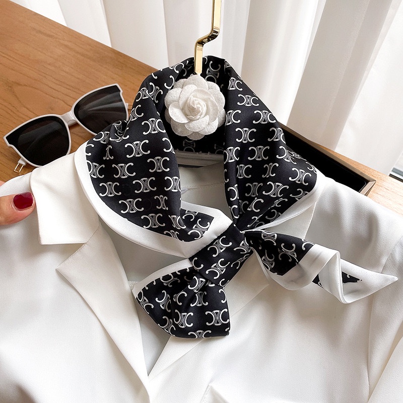 YEJI Scarf Leher Scarf Tas Motif Houndstooth Import High Quality Halus