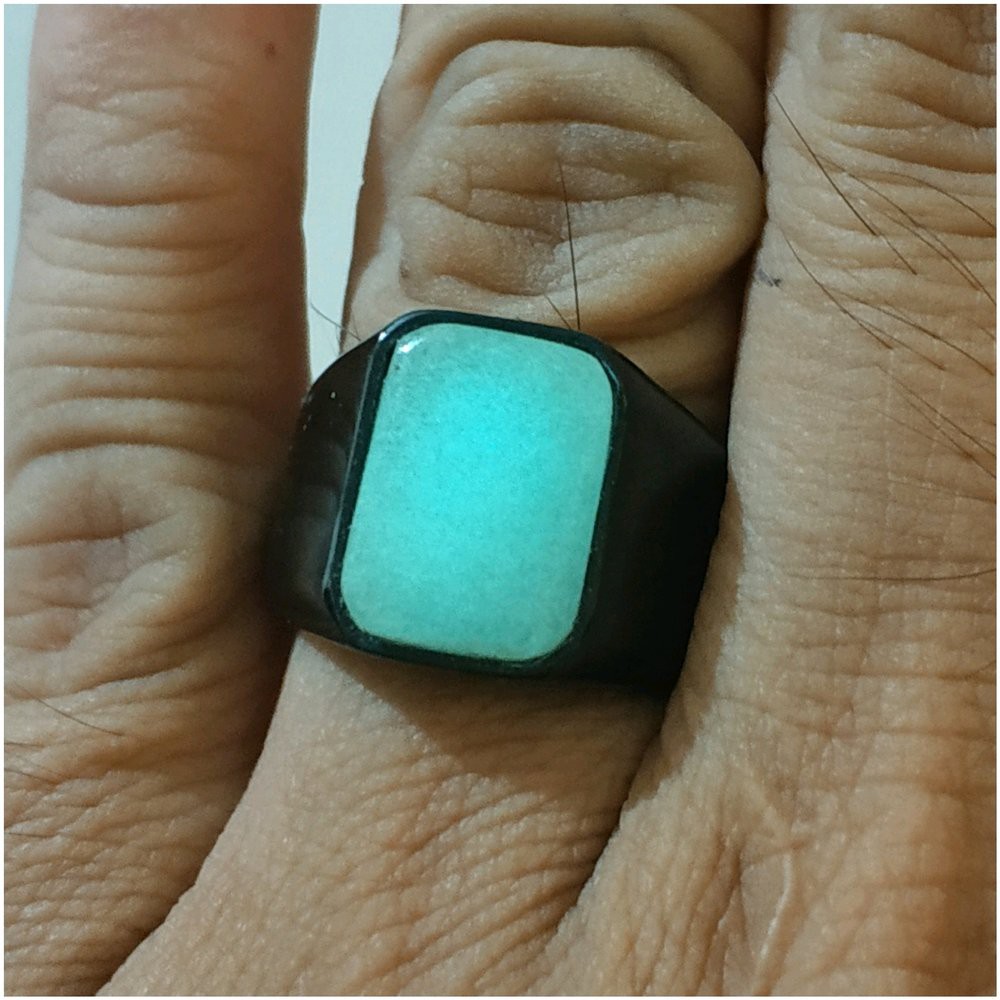 CINCIN BATU AKIK NATURAL POSFOR MINIMALIS TITANIUM HITAM OCTAGON