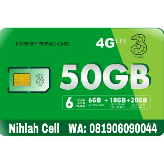 Voucher isi Ulang tri 50GB & 70GB