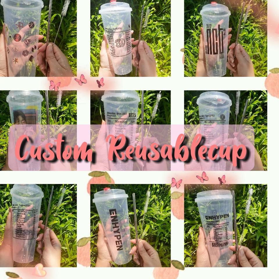 (31577< CUSTOM REUSABLE CUP NCT EXO BTS ENHYPEN TREASURE SEVENTEEN STRAYKIDS TXT, Baca deskripsi jik