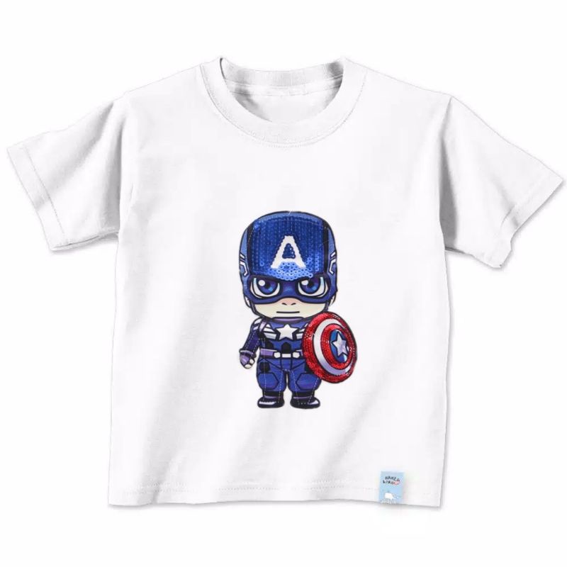 Kaos Anak Captain Amerika Baju Oblong Anak Usia 2 sampai 10 Tahun Kaos Anak Unisex Kaos Anak Laki Dan Perempuan