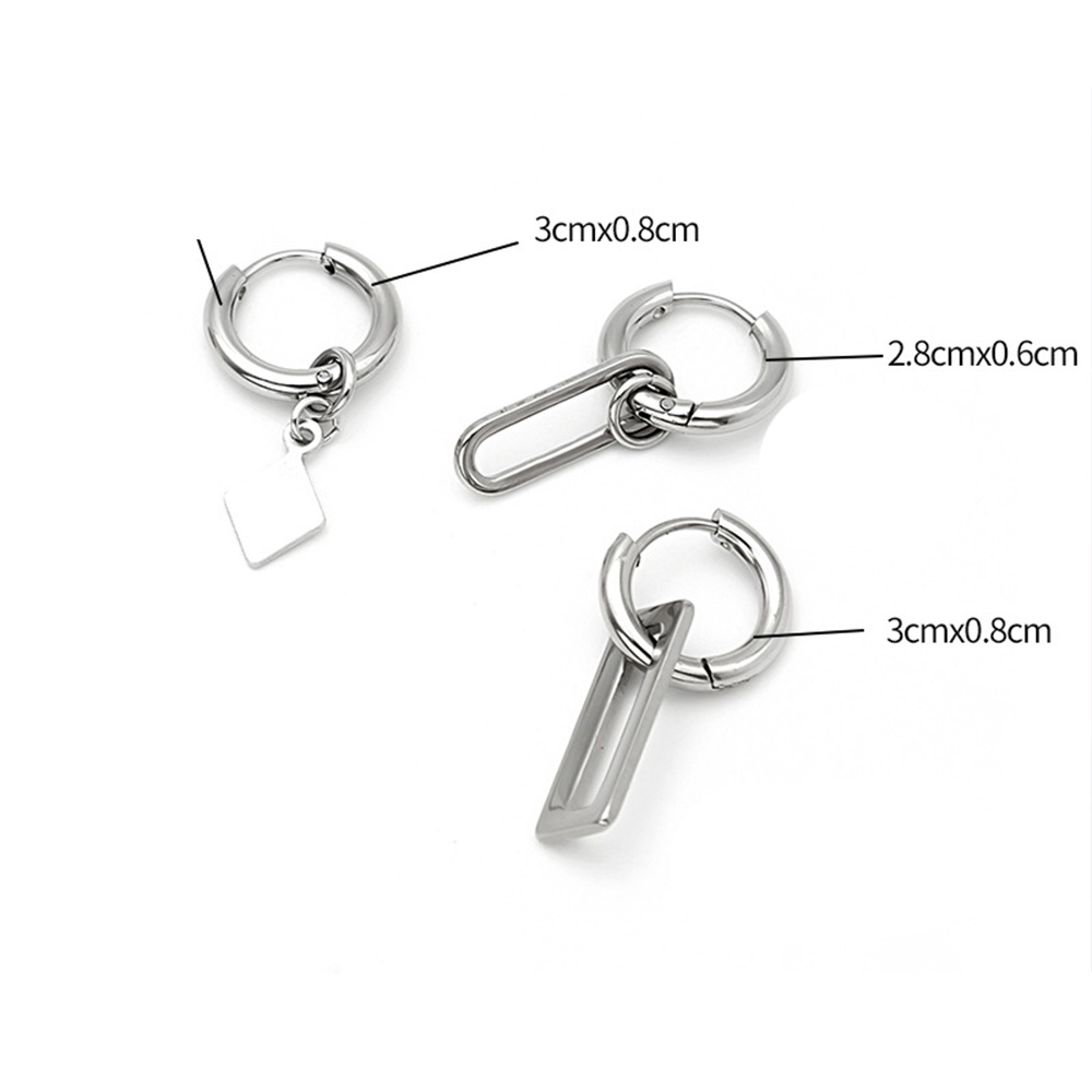 1 Pc Anting Hoop Bahan Stainless Steel Bentuk Persegi Geometris Gaya Gothic Hip Hop Untuk Pria Dan Wanita