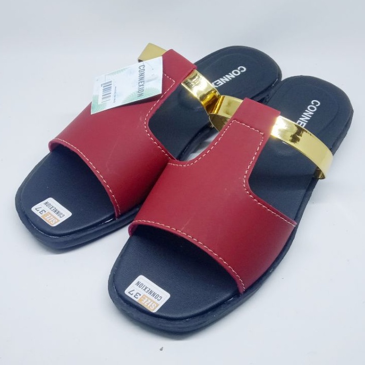 Sandal wanita selop connexion  / sandal kokop slip on terbaru kode SlGold 01