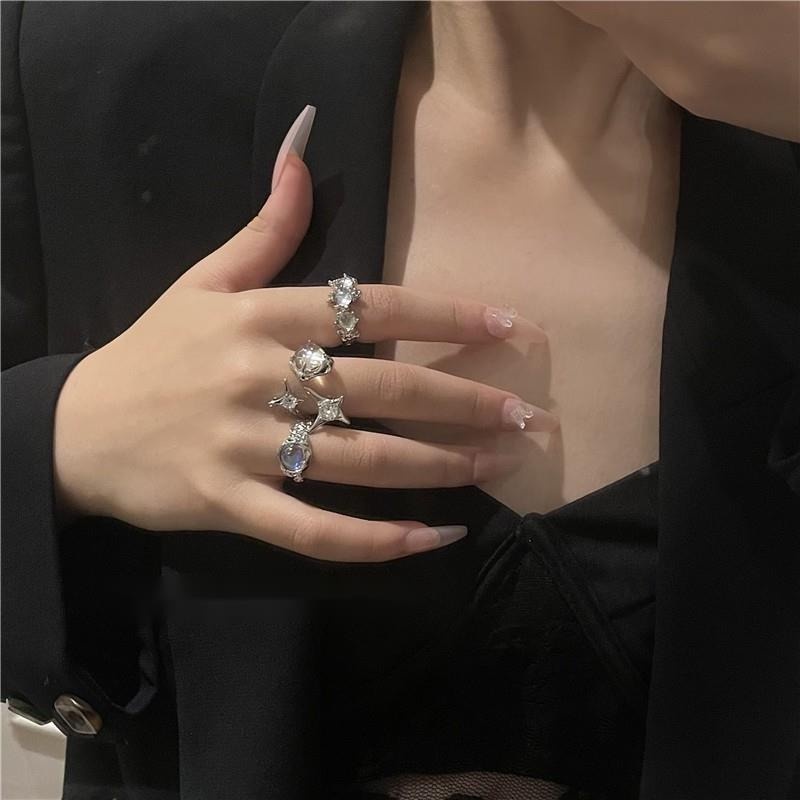 Cincin Kristal Permata Gaya Korea Untuk Aksesoris